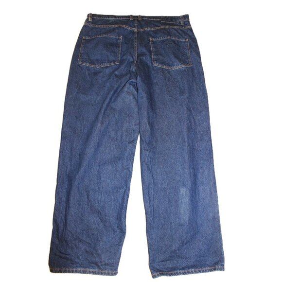 ASOS DESIGN Curve Wide Leg High-Rise Jeans in Dark Wash (16/18) - Picture 7 of 9